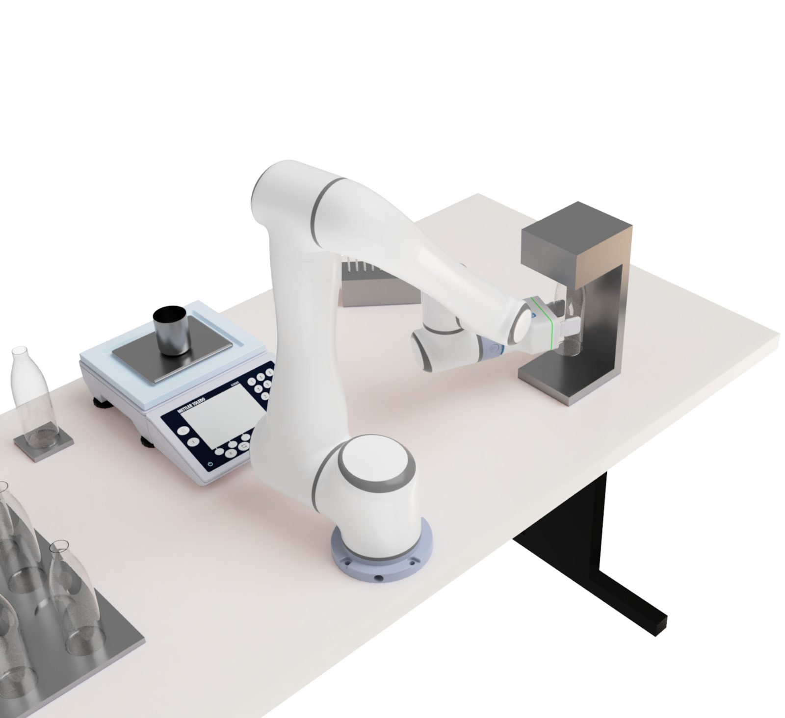 Cobot-Versuchsaufbau zur praktischen Erprobung einer Handhabungs-Idee